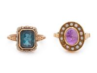 A Collection of Gold and Gemstone Rings,