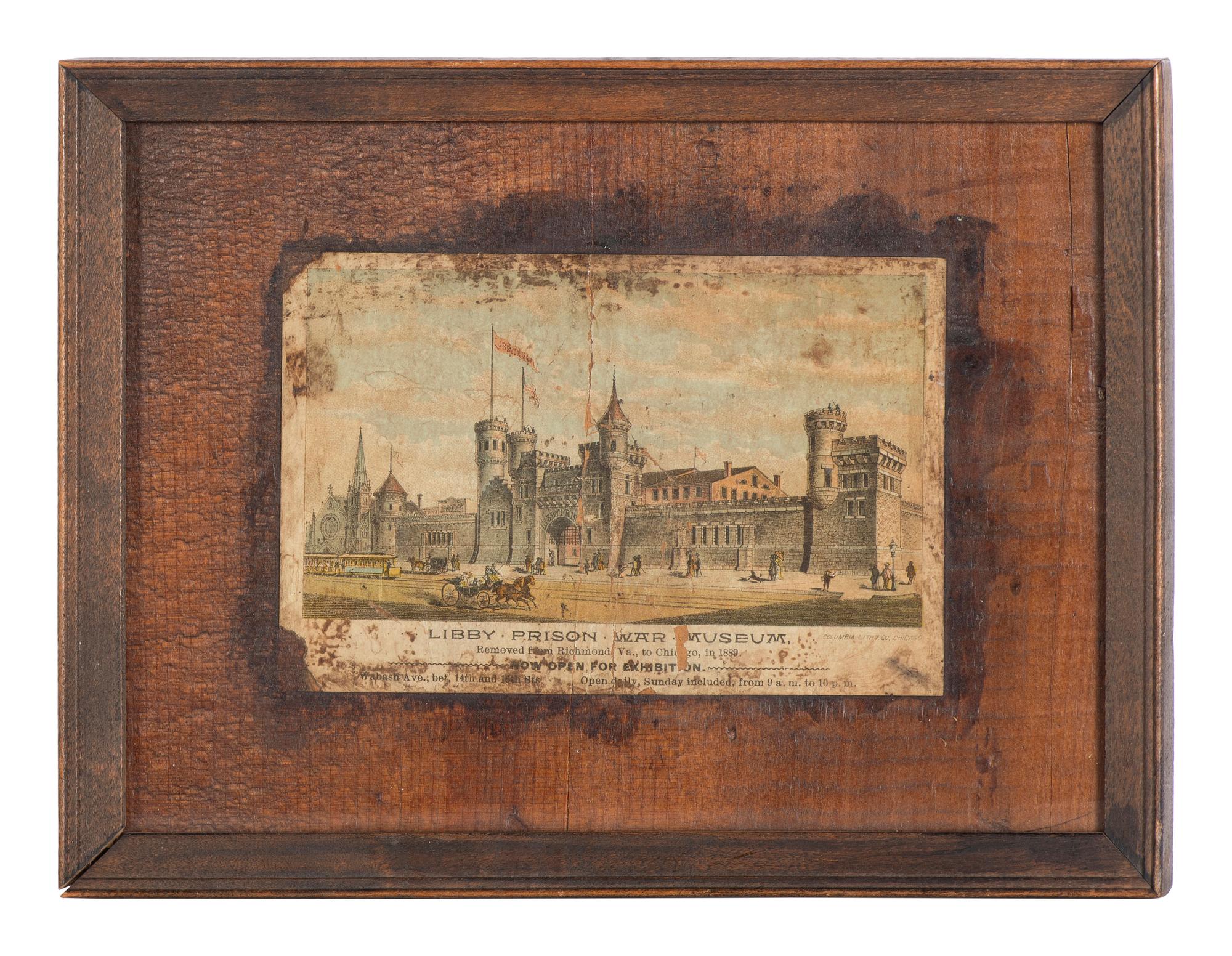 [CIVIL WAR]. 8 framed prints related to Libby Prison, Andersonville, and the trial of Henry Wirz.
