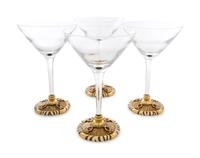 A Set of Four St. John Enamel and Gilt Metal Cocktail Glasses