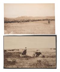 [WESTERN AMERICANA]. HUFFMAN, L.A. (1854-1931), photographer. A group of 3 collotypes featuring cowboys.