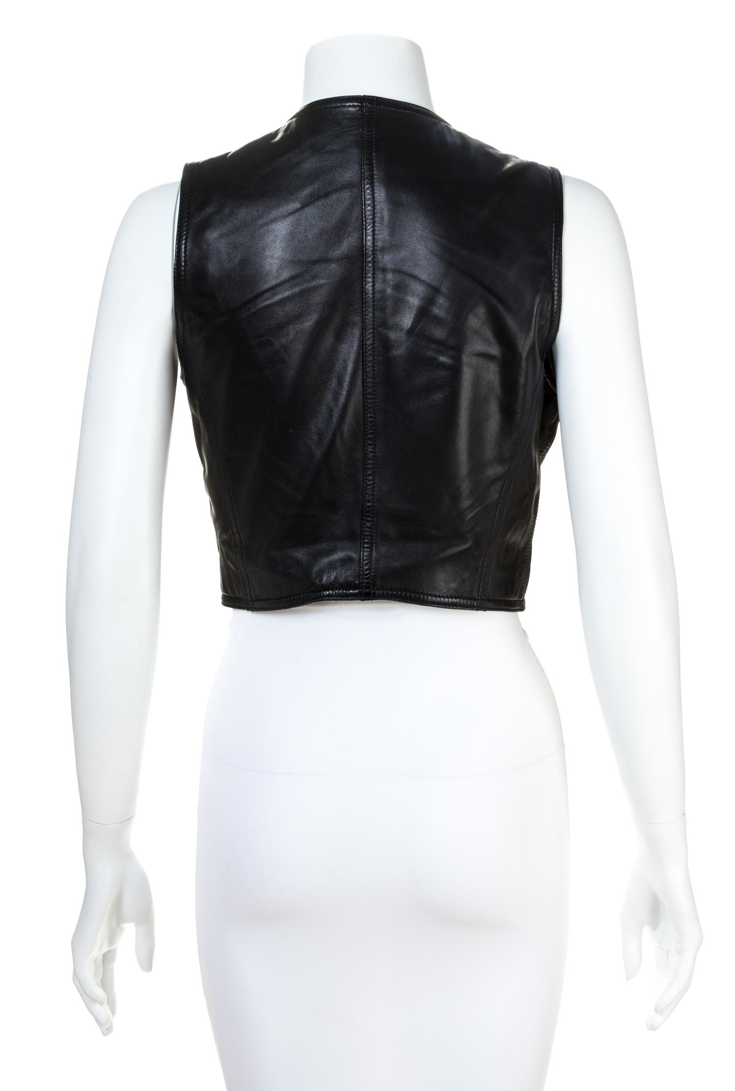 A Gianni Versace Black Leather Vest,