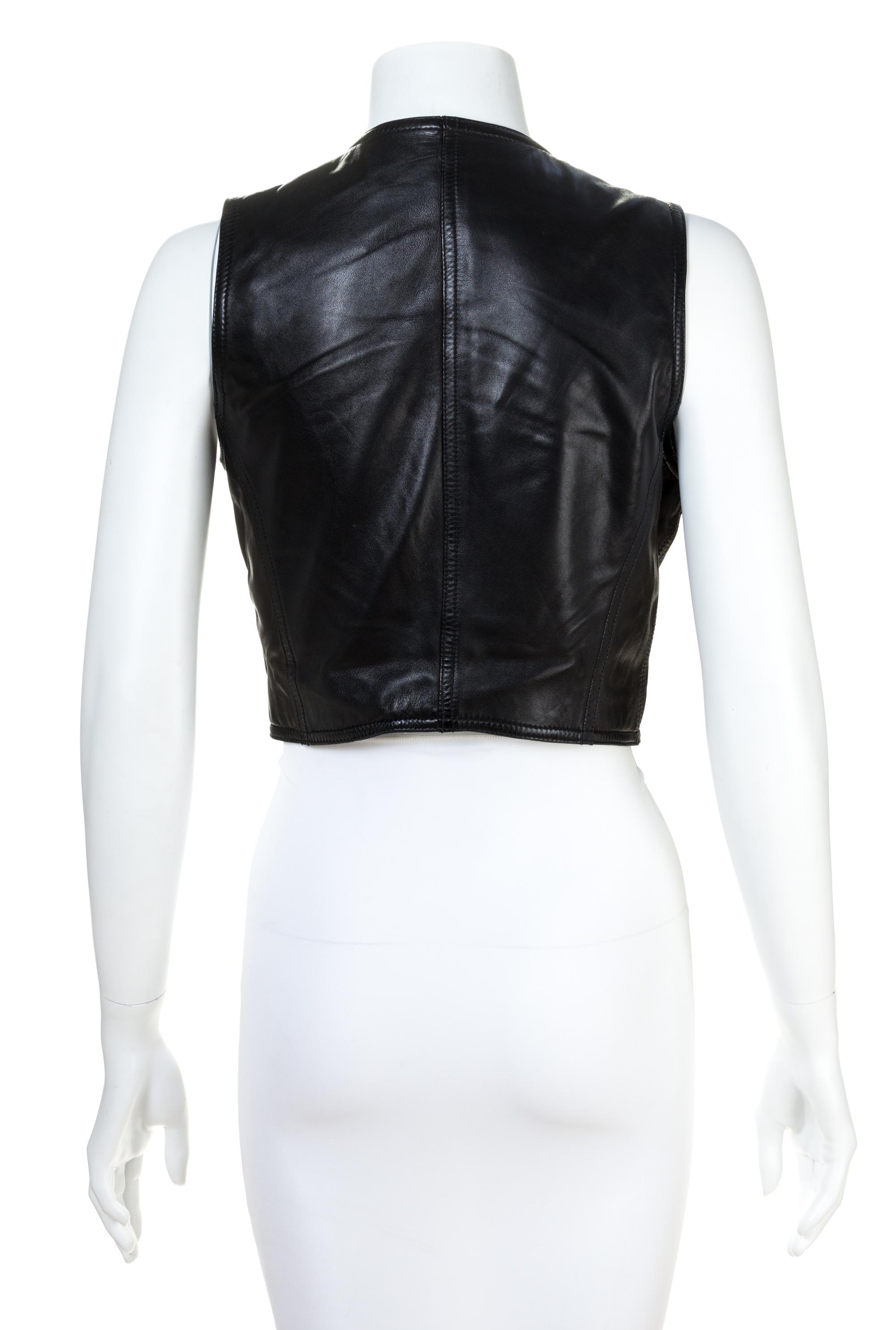 A Gianni Versace Black Leather Vest,