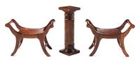Three Mahogany Furniture Articles Height of columnar pedestal 3 inches. — Robert L. Carlisle
