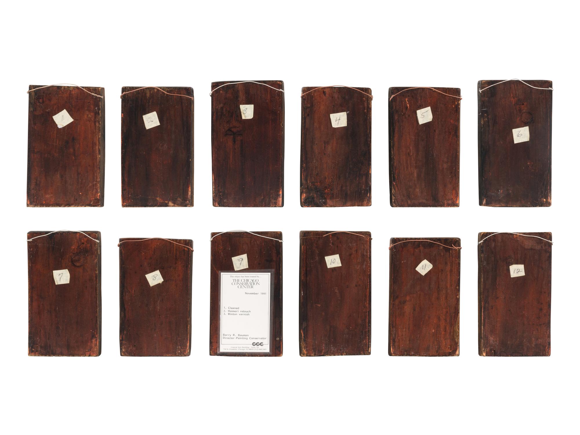 A Set of Twelve Polychrome Painted Russian Icons