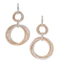 A Pair of 18 Karat Tricolor Gold and Diamond Pendant Earrings, 19.80 dwts.