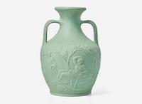 A Wedgwood Solid Green Stoneware Portland Vase, UK, mid-19th century