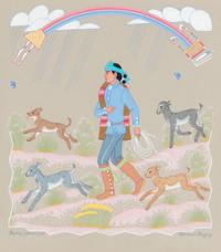 untitled, shepherd with goats and dog