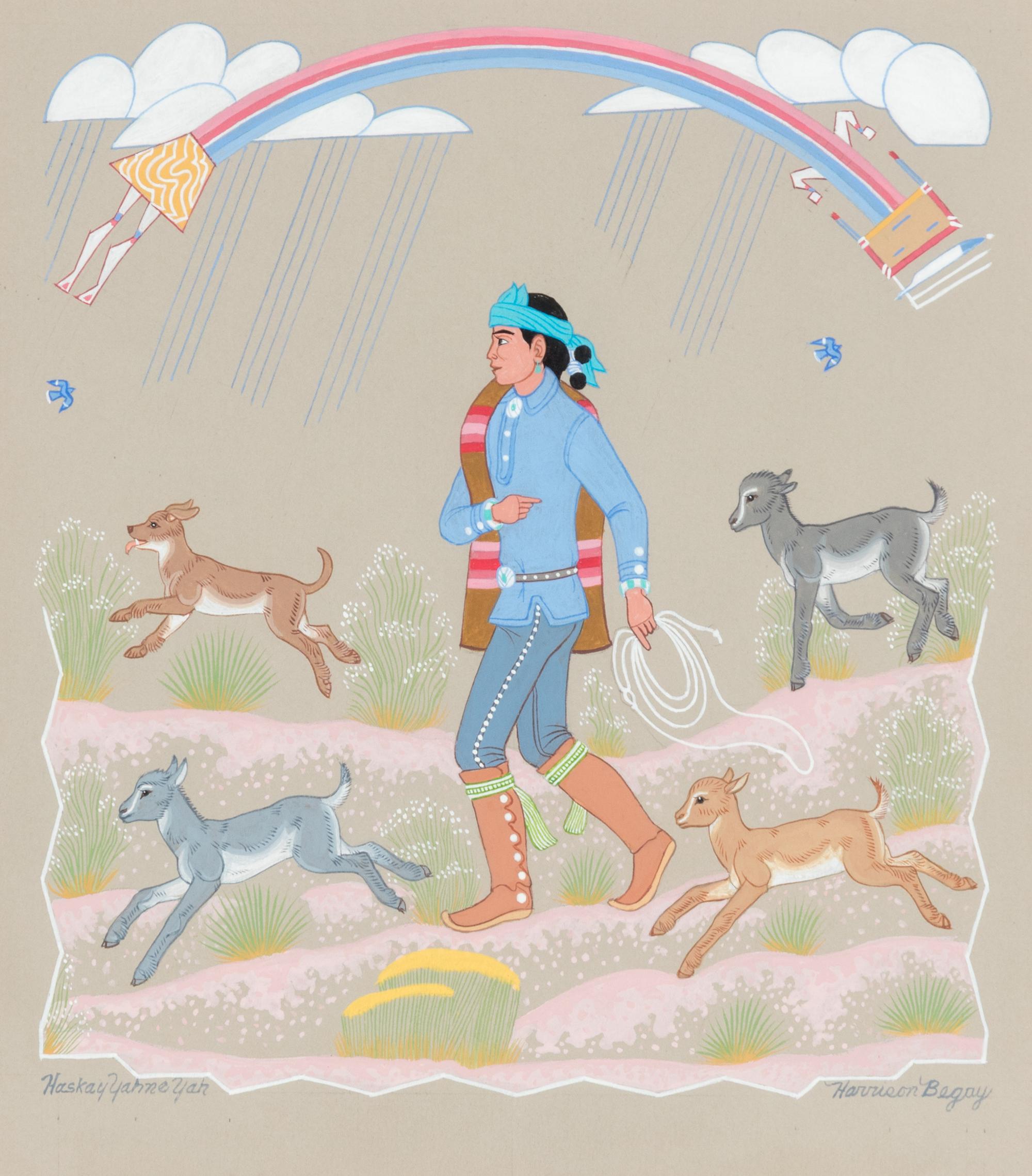 untitled, shepherd with goats and dog
