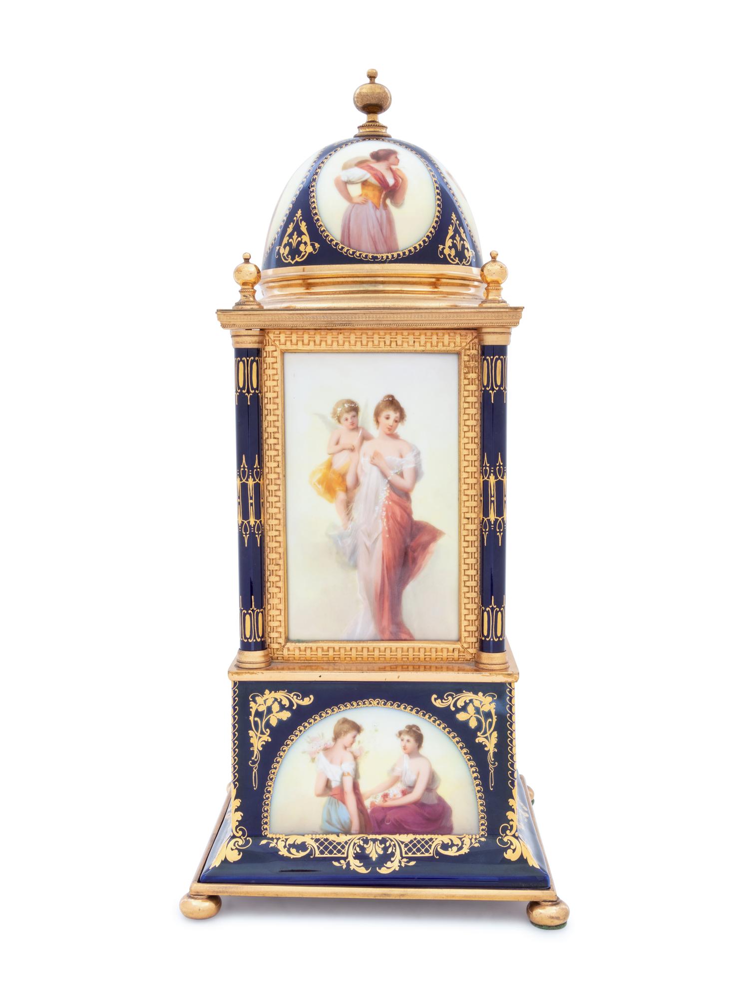 A Vienna Porcelain Mantel Clock