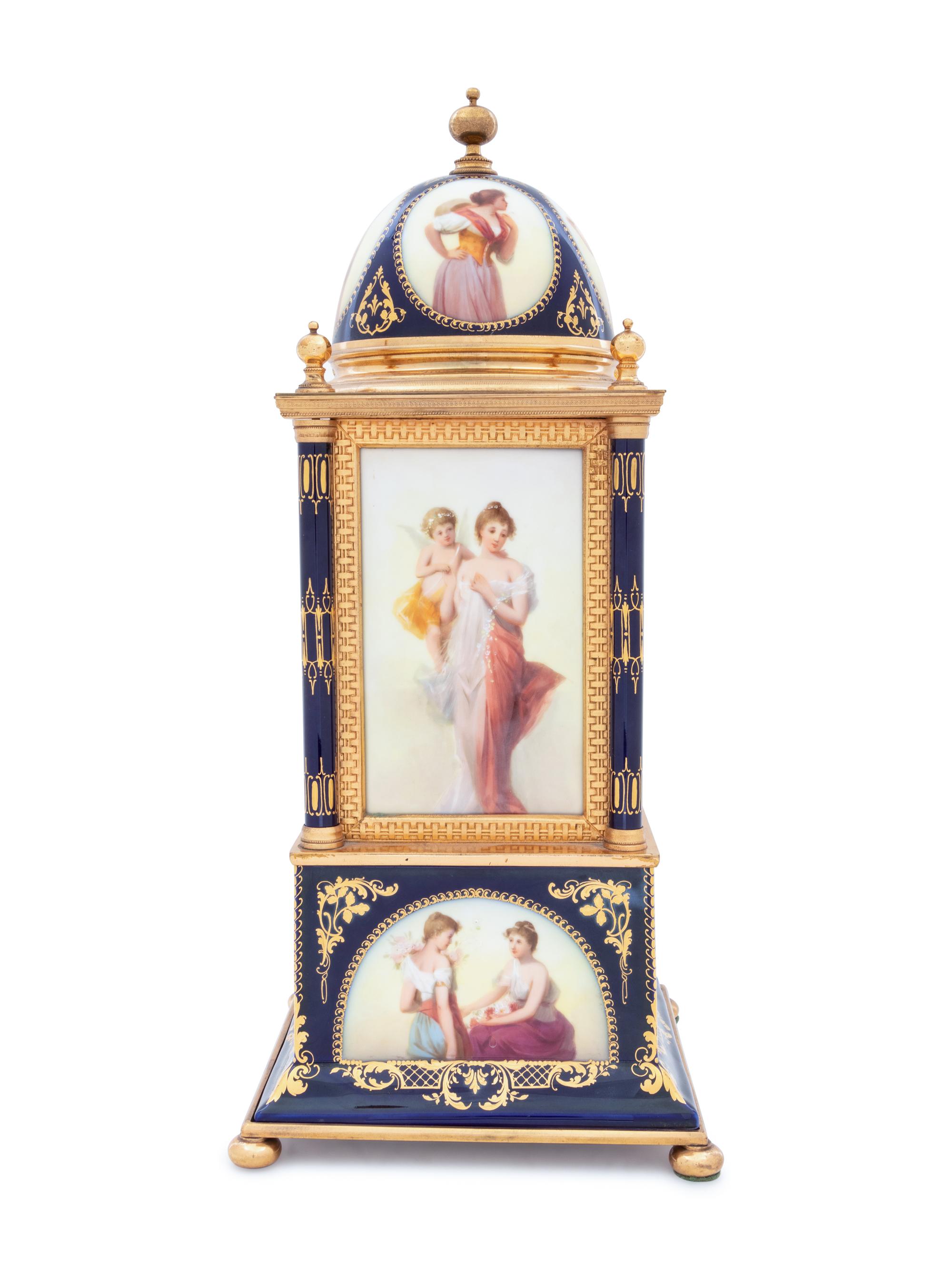 A Vienna Porcelain Mantel Clock