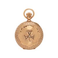 ELGIN, 14K YELLOW GOLD AND DIAMOND HUNTER CASE POCKET WATCH