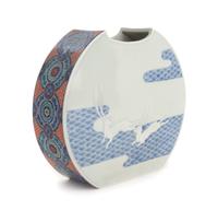 A Japanese Polychrome and Underglaze Blue Porcelain Vase Height 9 inches.