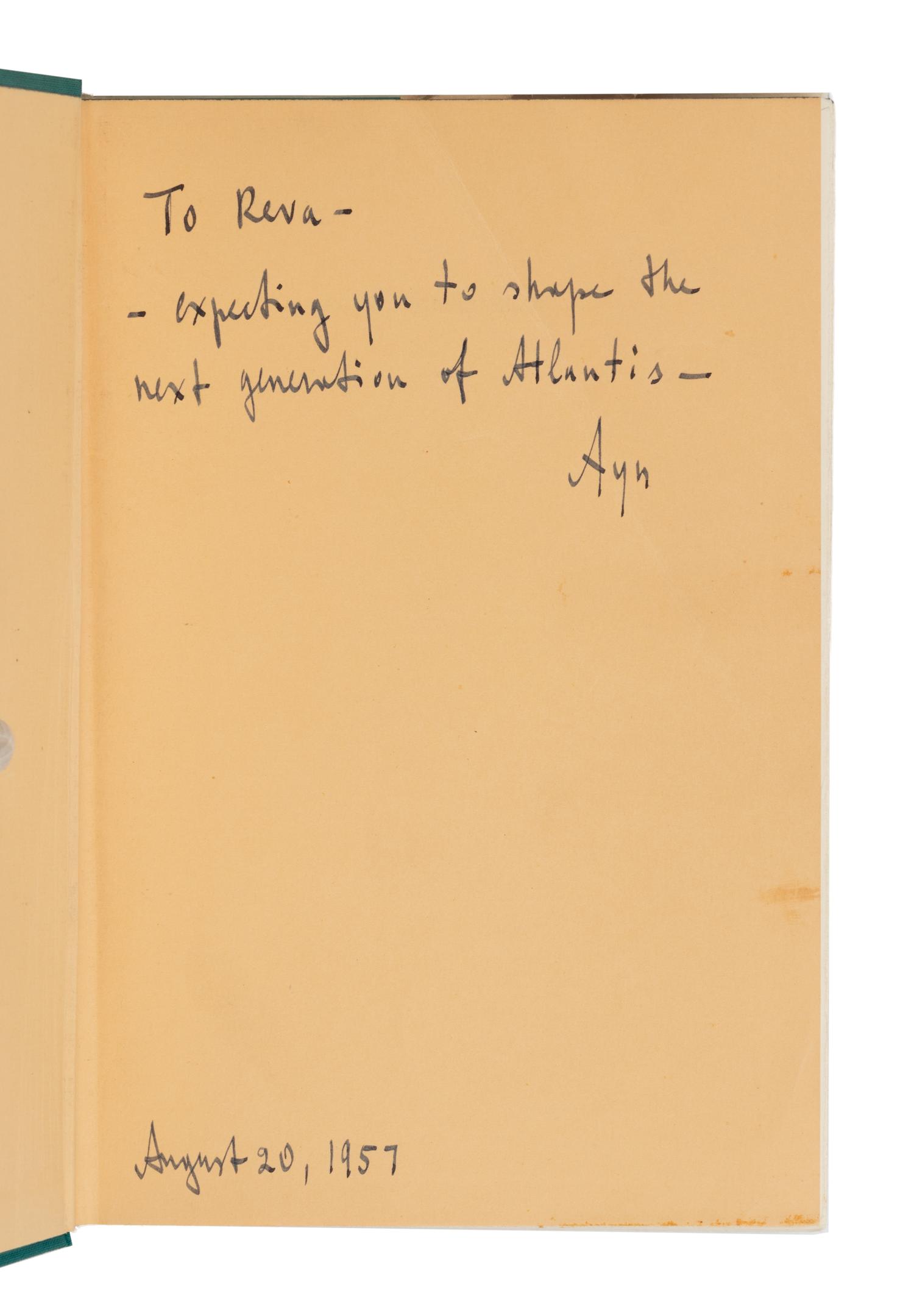 RAND, Ayn (1905-1982). Atlas Shrugged . New York: Random House, 1957.