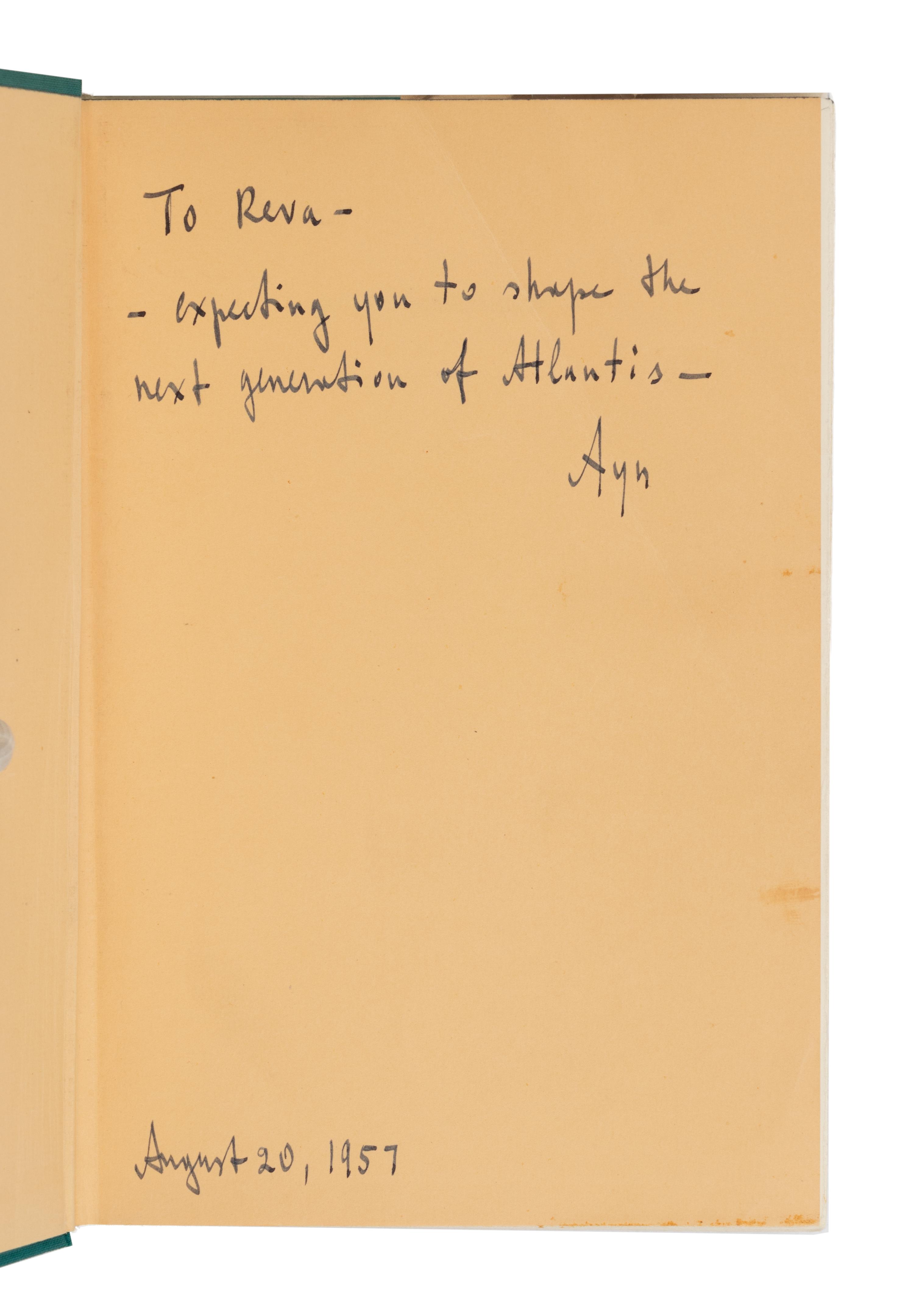 RAND, Ayn (1905-1982). Atlas Shrugged . New York: Random House, 1957.