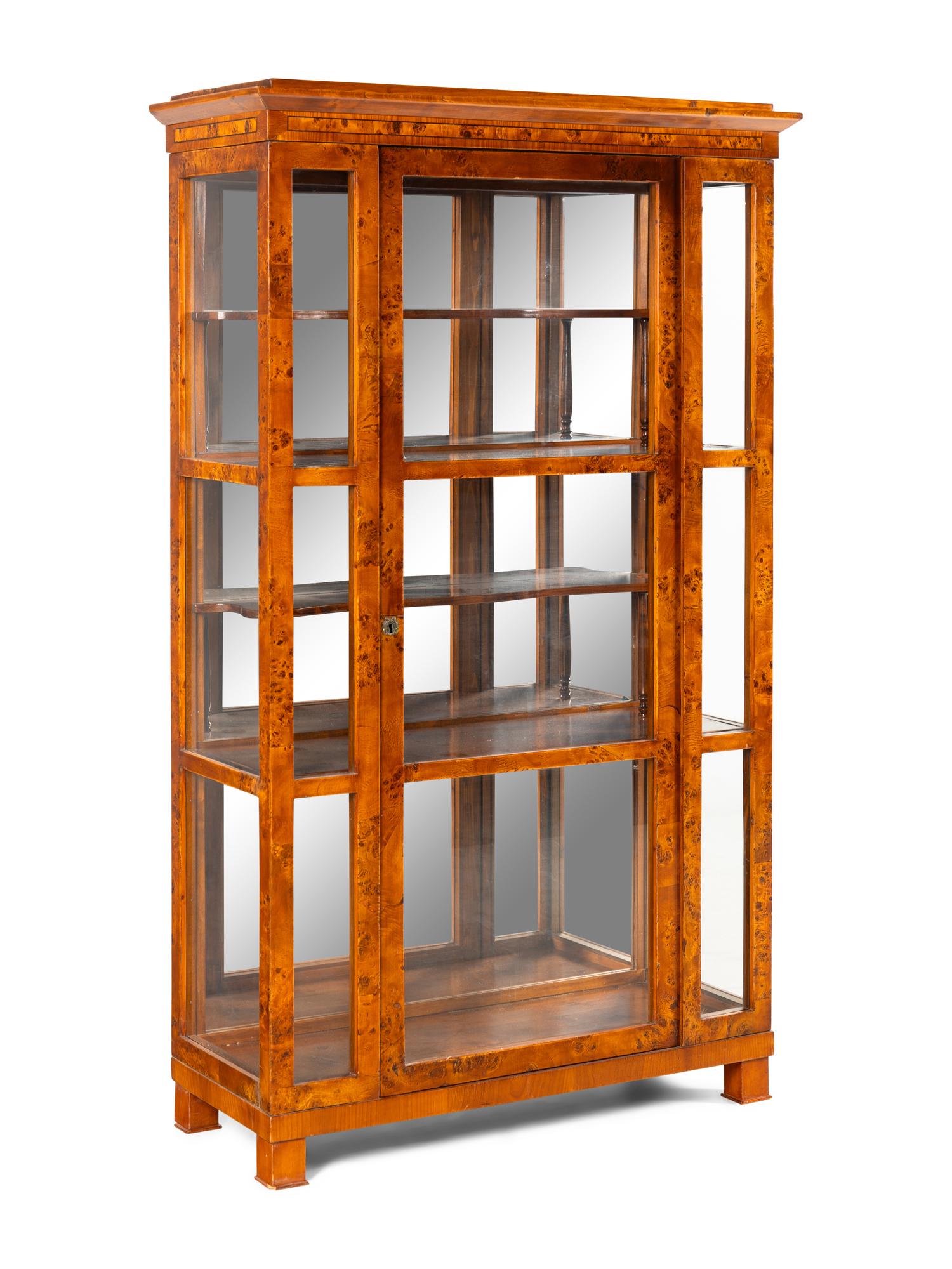 A Continental Burlwood Vitrine Cabinet