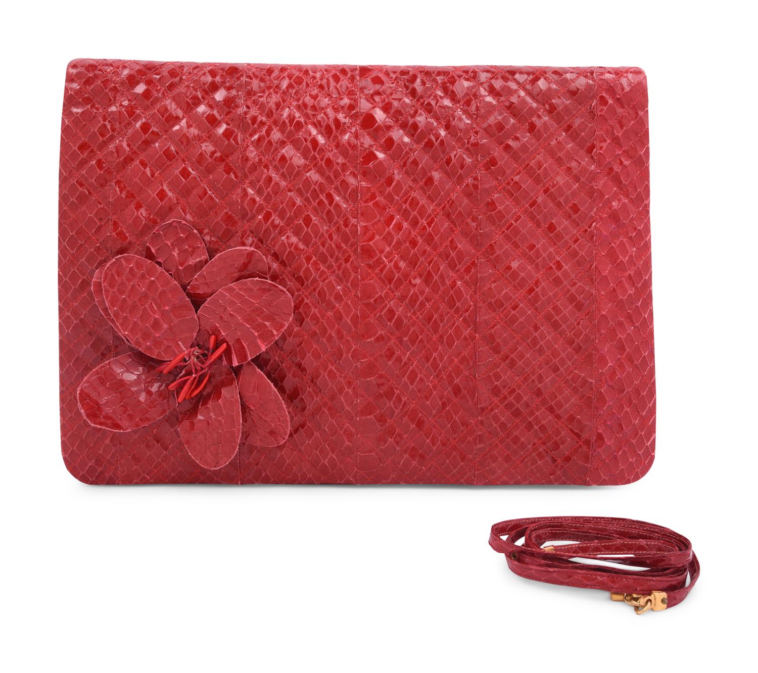 Judith Leiber Quilted Snakeskin Clutch