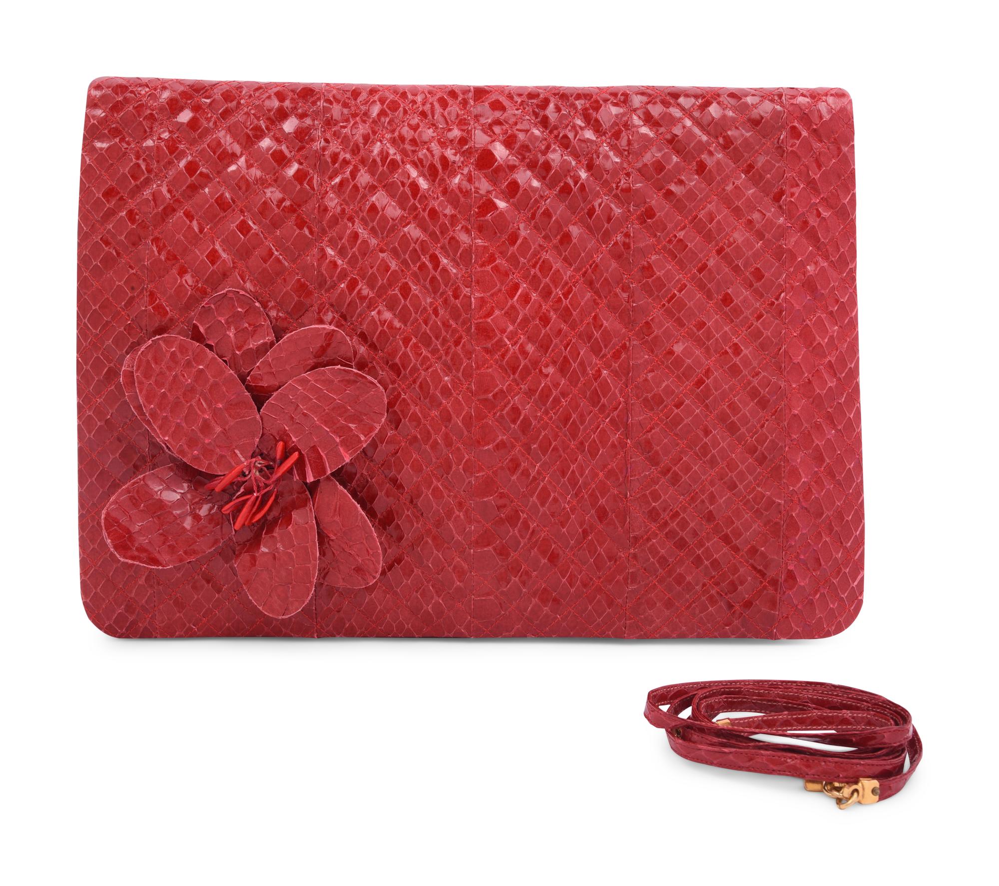 Judith Leiber Quilted Snakeskin Clutch