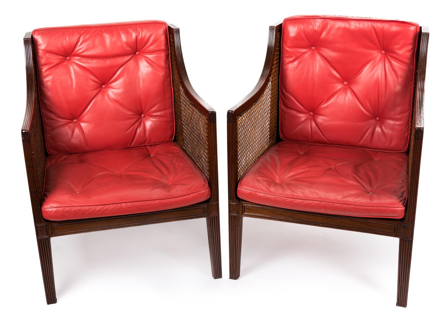 A Pair of Regency Style Mahogany Armchairs Height 33 inches. — LATE 19TH/20TH CENTURY