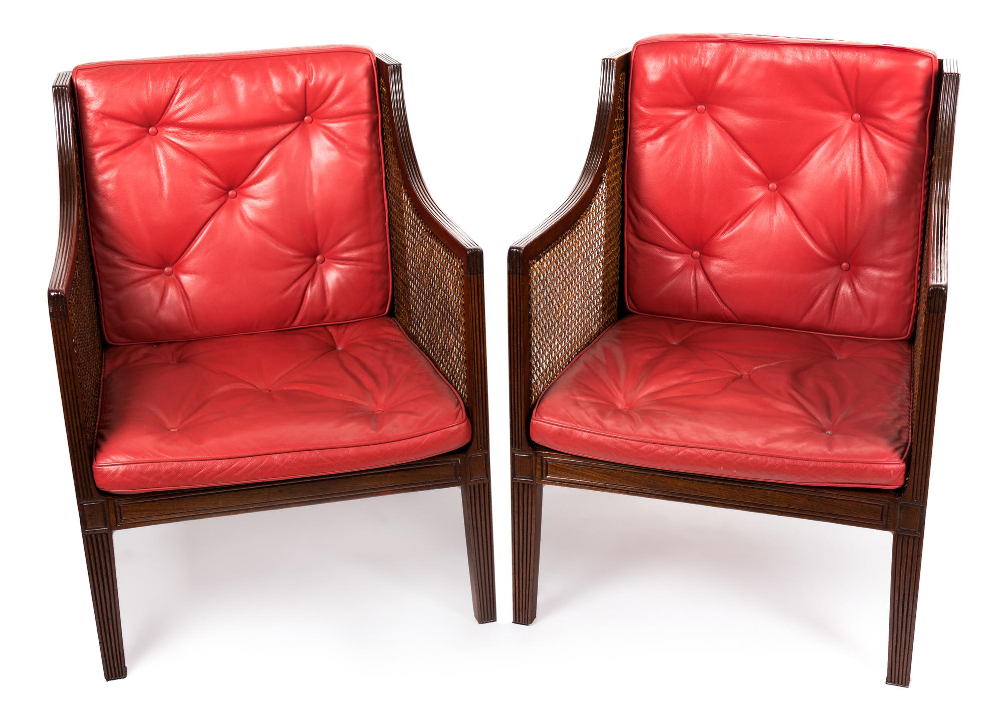 A Pair of Regency Style Mahogany Armchairs Height 33 inches. — LATE 19TH/20TH CENTURY