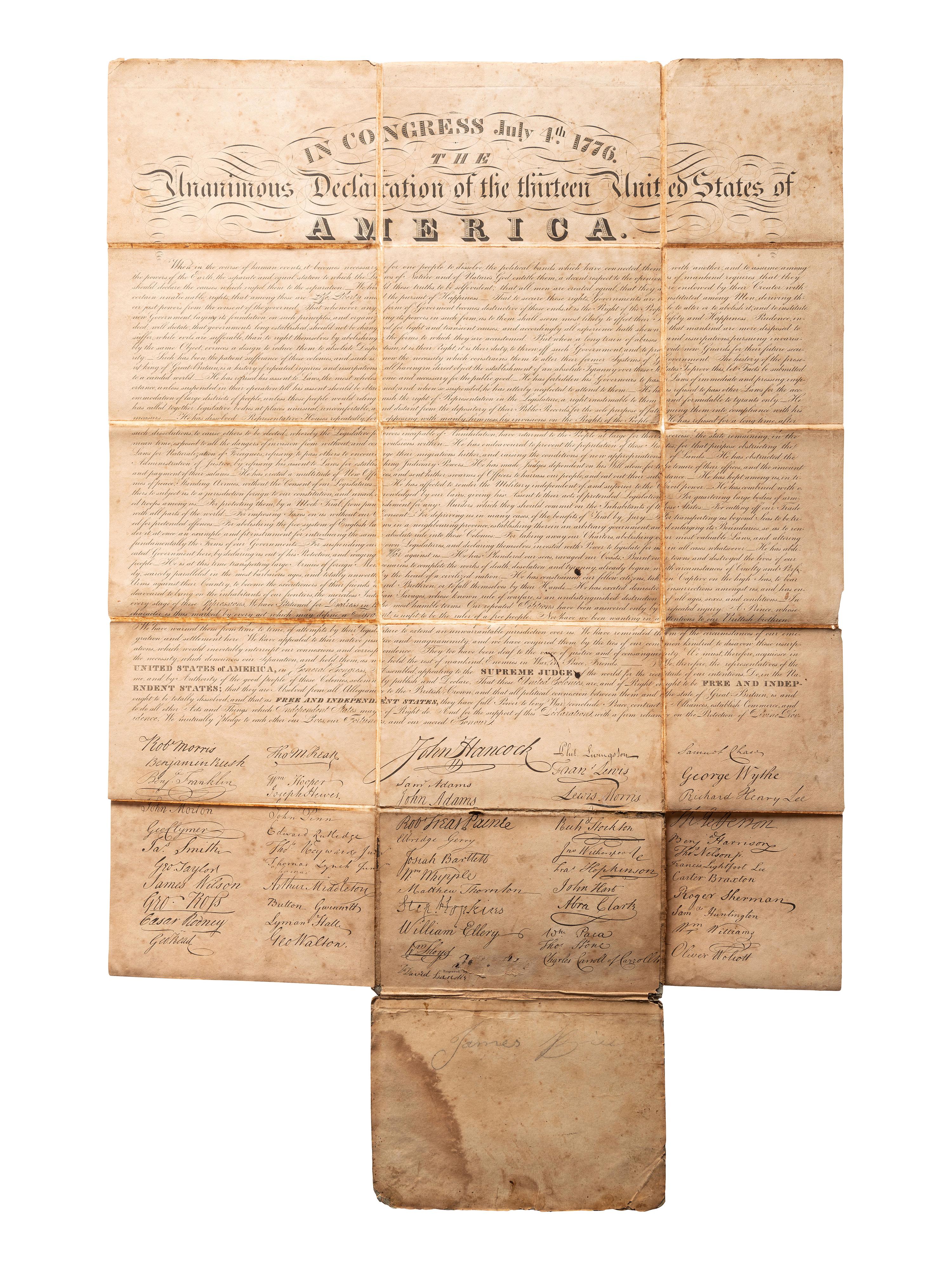 [REVOLUTIONARY WAR]. Declaration of Independence. N.d., [ca 19th century].