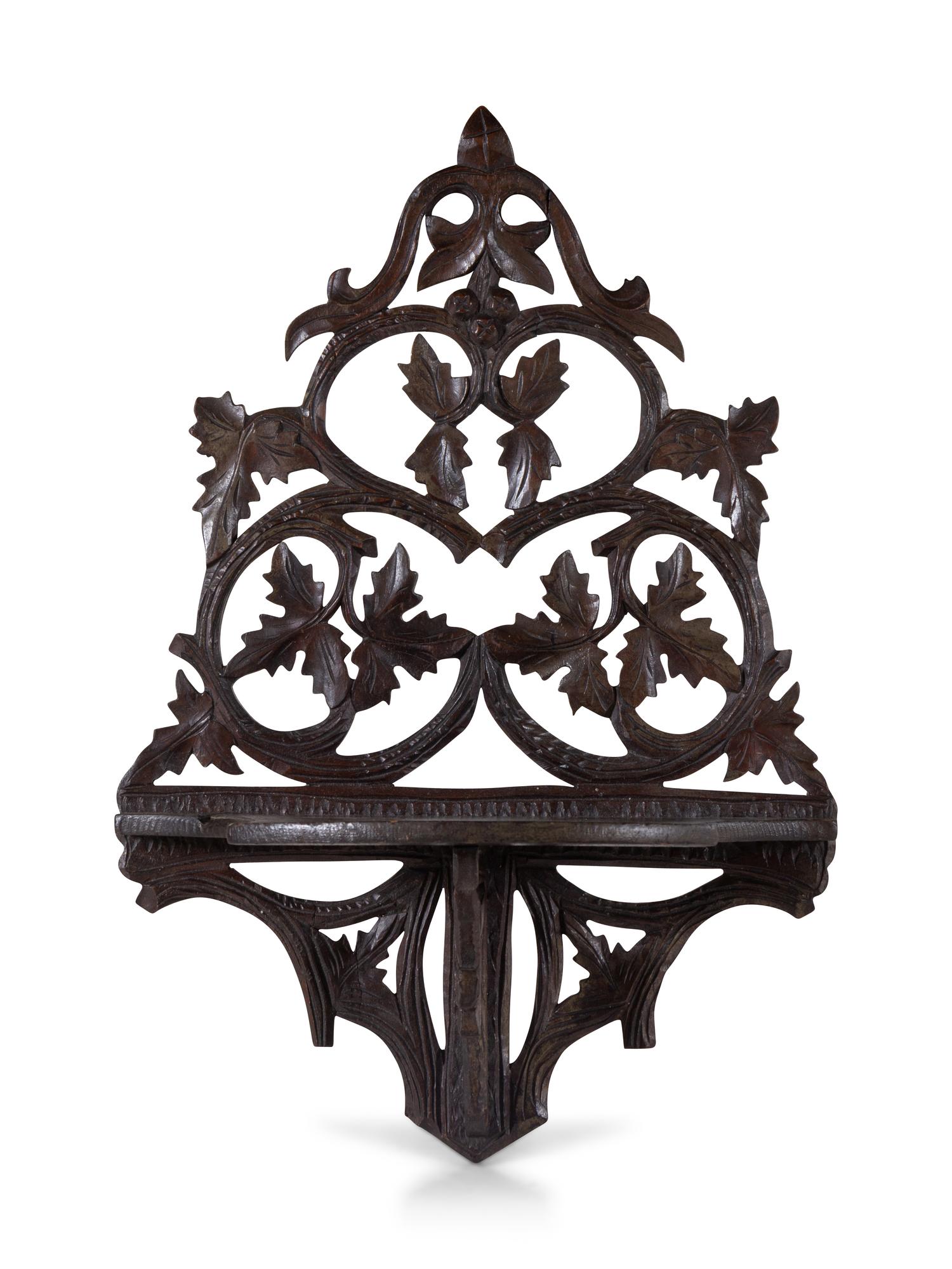 A Victorian Carved Oak Wall Shelf