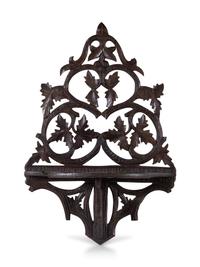 A Victorian Carved Oak Wall Shelf