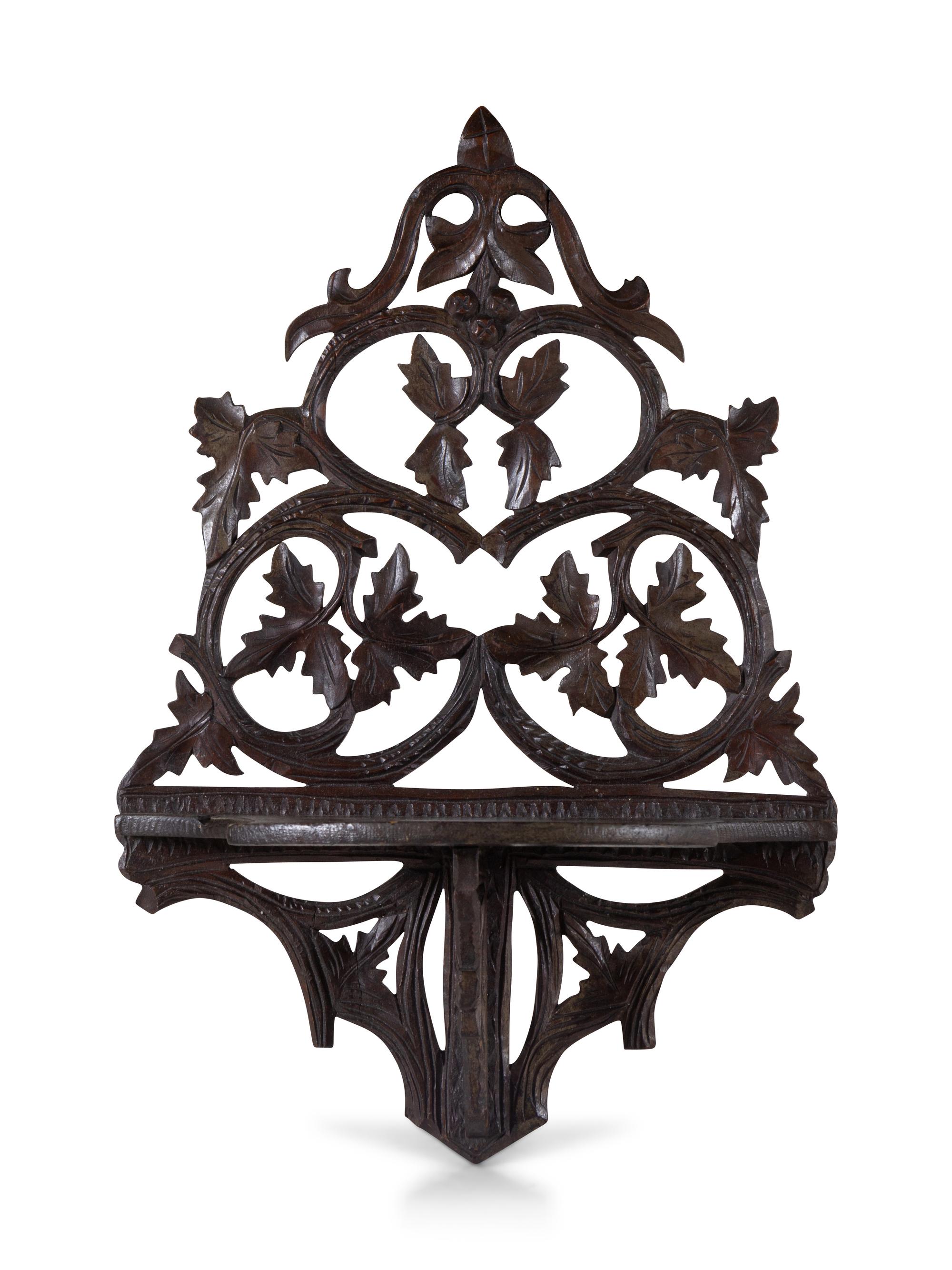 A Victorian Carved Oak Wall Shelf