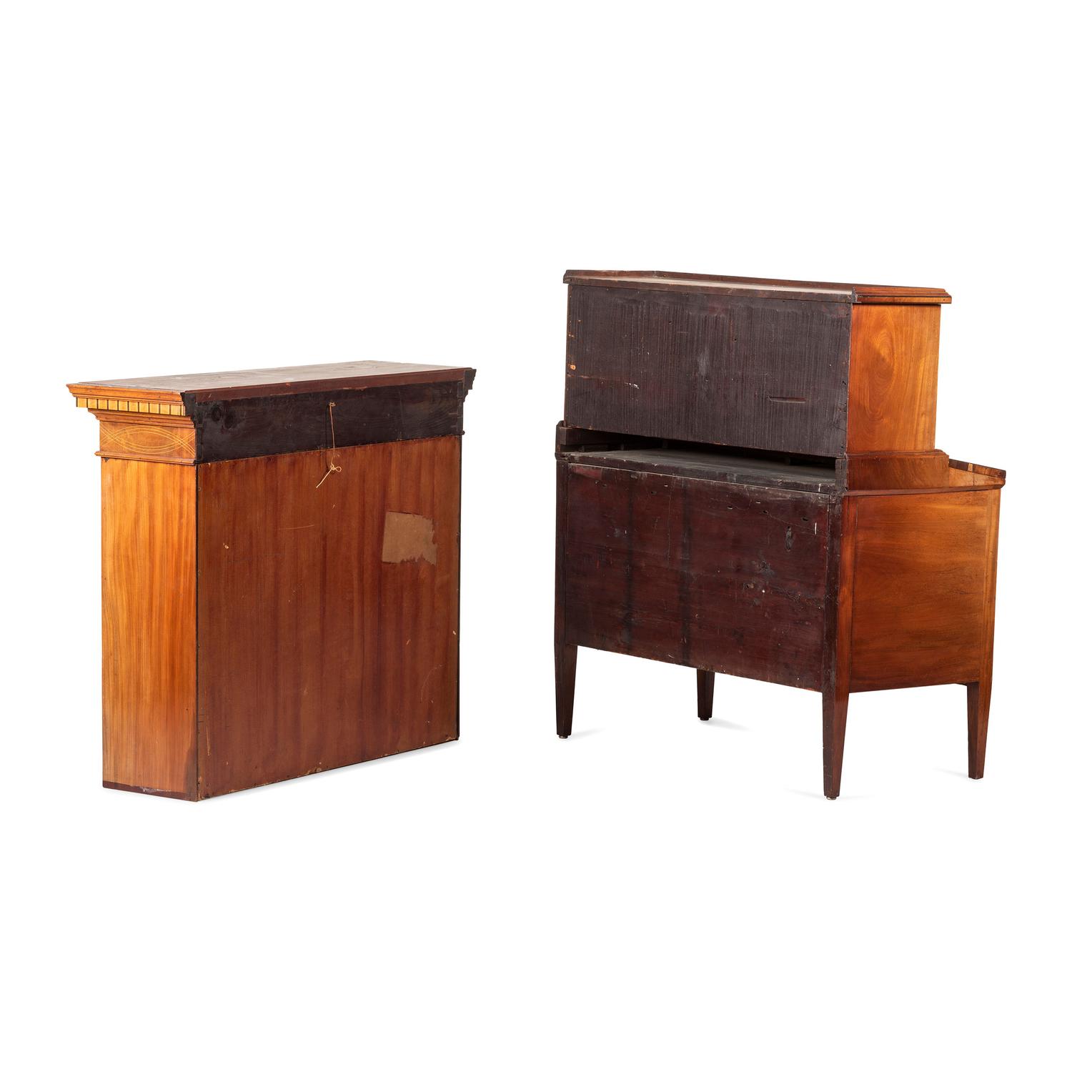 A Federal Inlaid Mahogany and Tambour-Front Desk-and-Bookcase