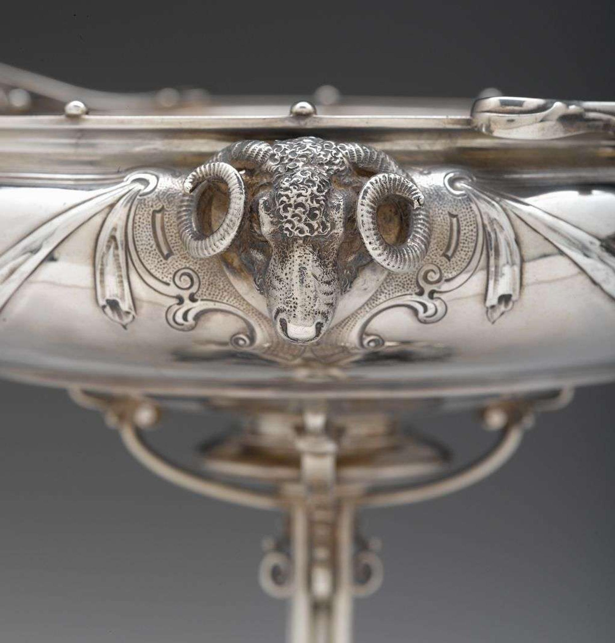 An impressive silver centerpiece compote hallmarked "eb," probably gorham & co., providence, ri, circa 1860