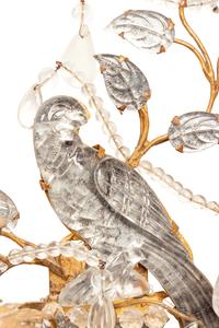 A Set of Four Gilt Metal and Glass Two-Light Sconces in the Style of Maison Baguès
