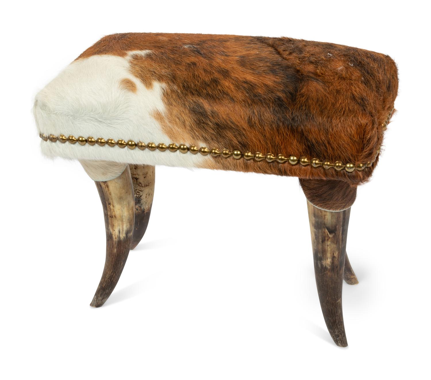 A Victorian Horn Chair and Ottoman