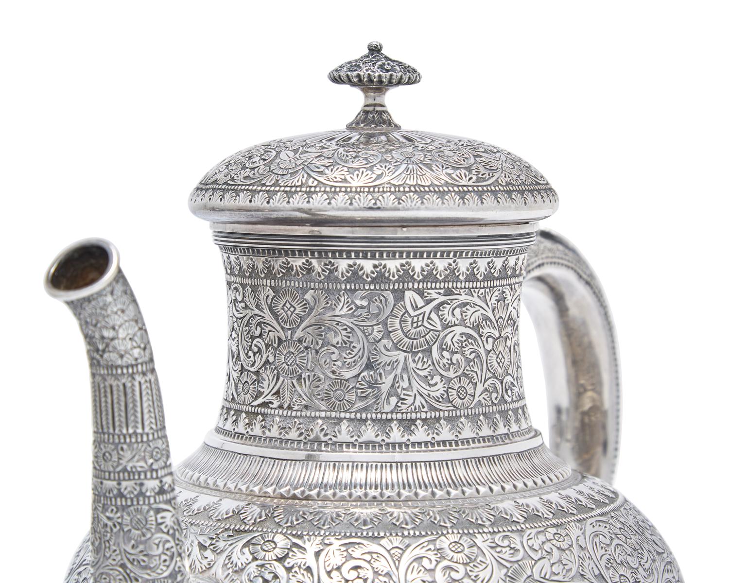 A Five-Piece Sterling Silver Coffee Service in the Persian Taste