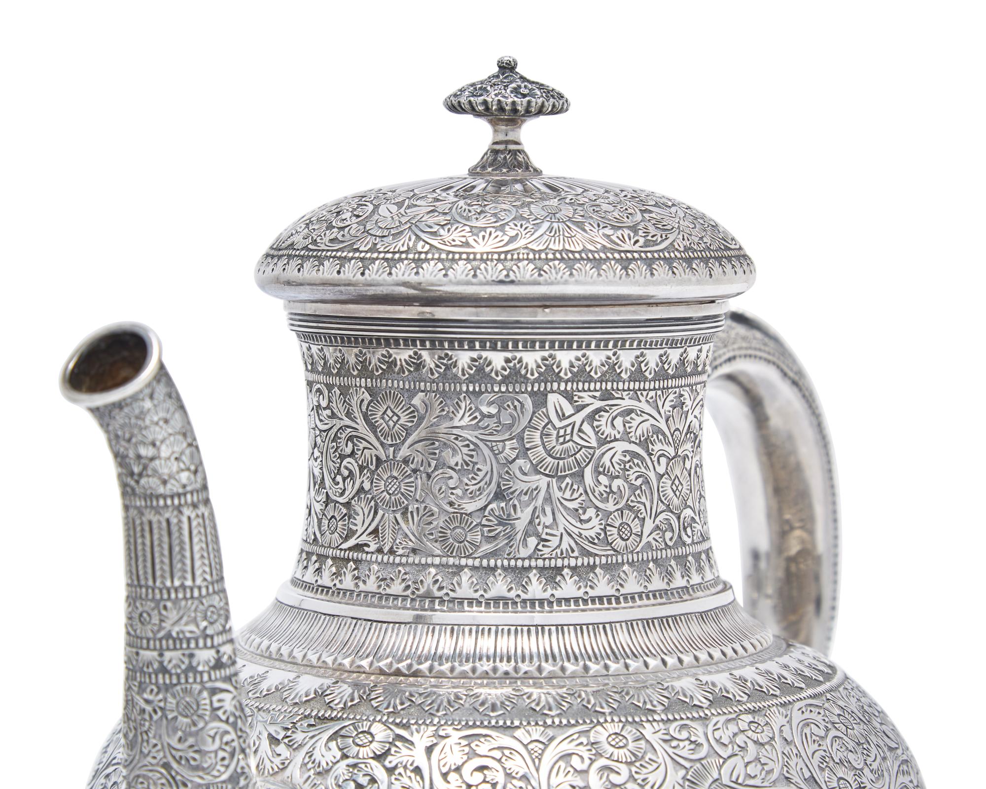 A Five-Piece Sterling Silver Coffee Service in the Persian Taste