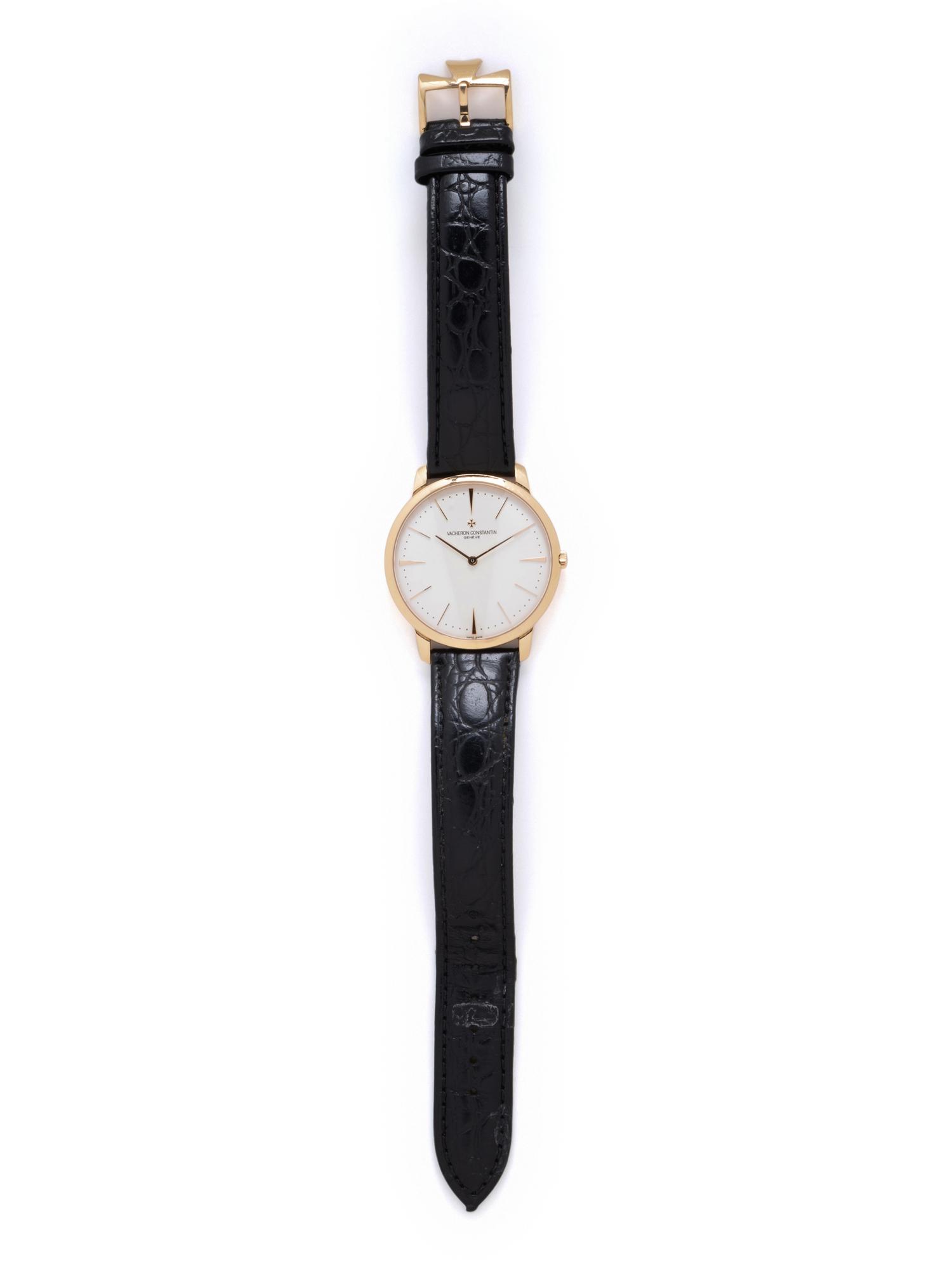VACHERON CONSTANTIN, REF. 81180 18K YELLOW GOLD 'PATRIMONY GRAND TAILLE' WATCH WITH 'MALTESE CROSS' BUCKLE, BOX & PAPERS