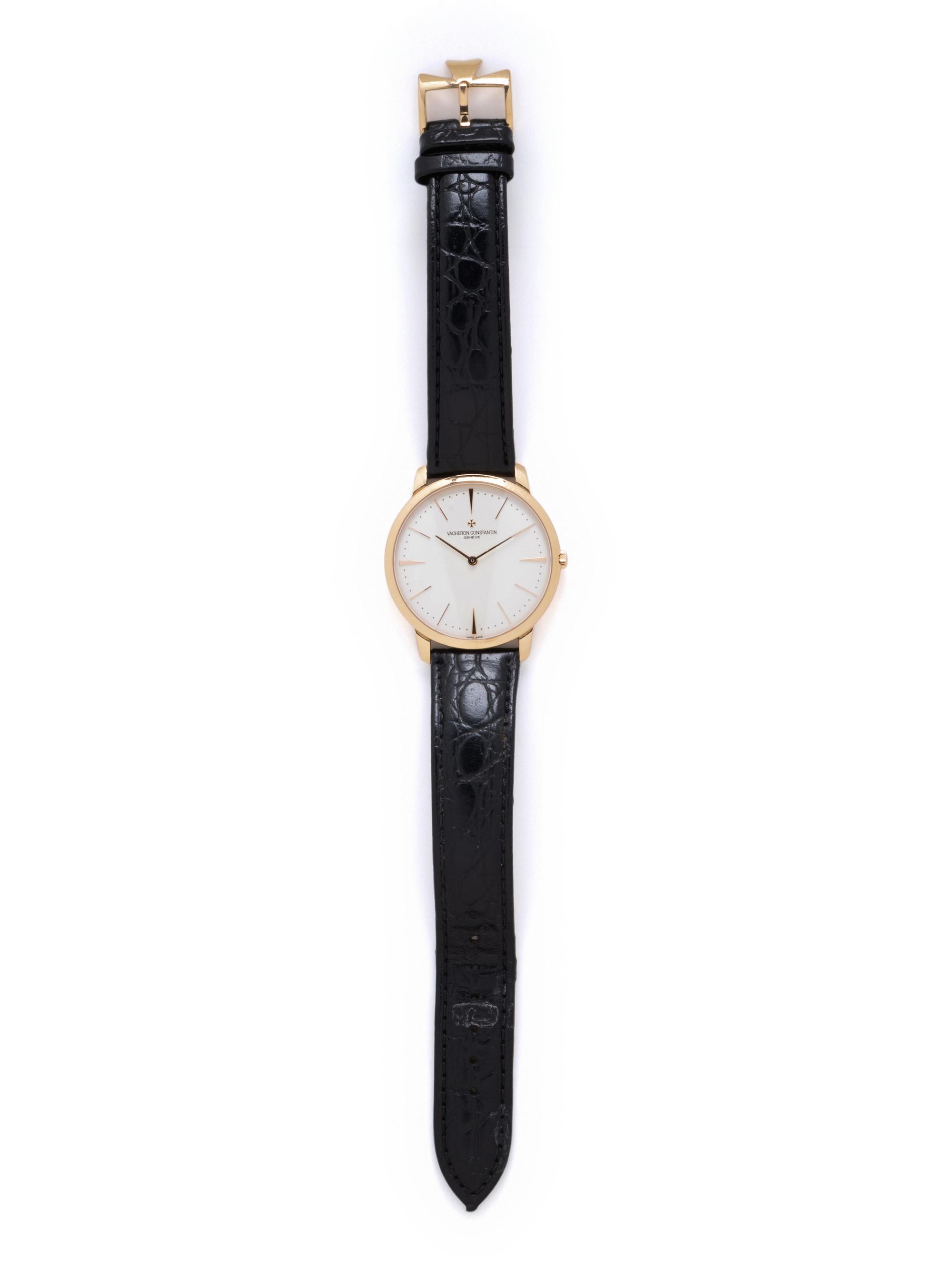 VACHERON CONSTANTIN, REF. 81180 18K YELLOW GOLD 'PATRIMONY GRAND TAILLE' WATCH WITH 'MALTESE CROSS' BUCKLE, BOX & PAPERS