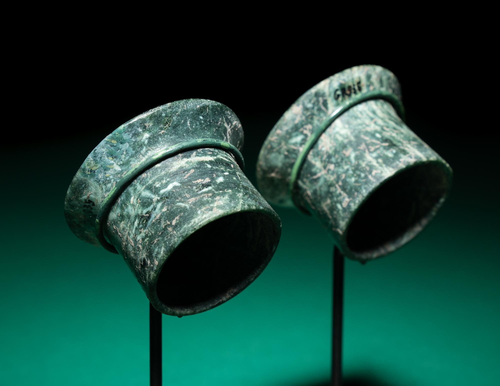 A Pair of Olmec Jade Earspools