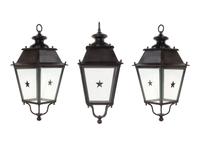 A Set of Three Painted Metal Lanterns