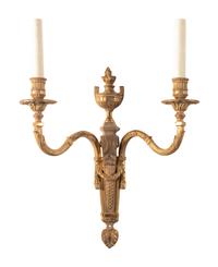 A Set of Four Louis XVI Style Gilt Bronze Two-Light Sconces