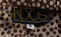A Koos Brown Pattern Jacket and Pant Ensemble, Pant size small.