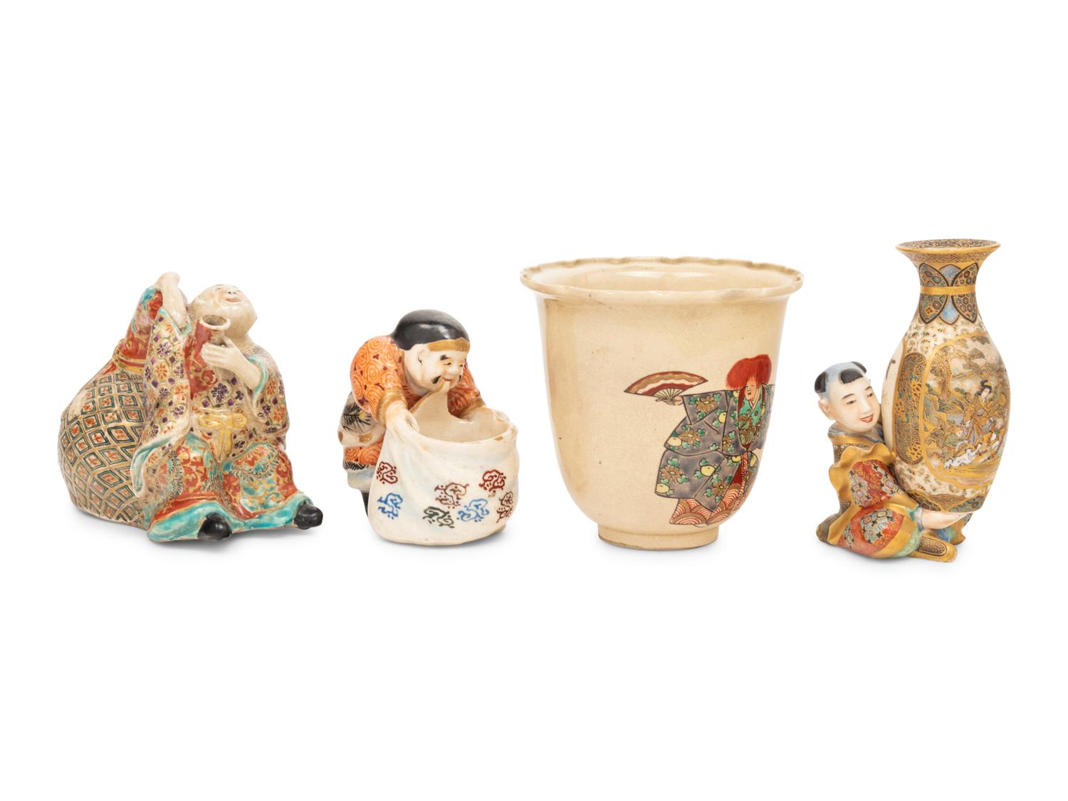 Four Japanese Satsuma 'Figural' Articles