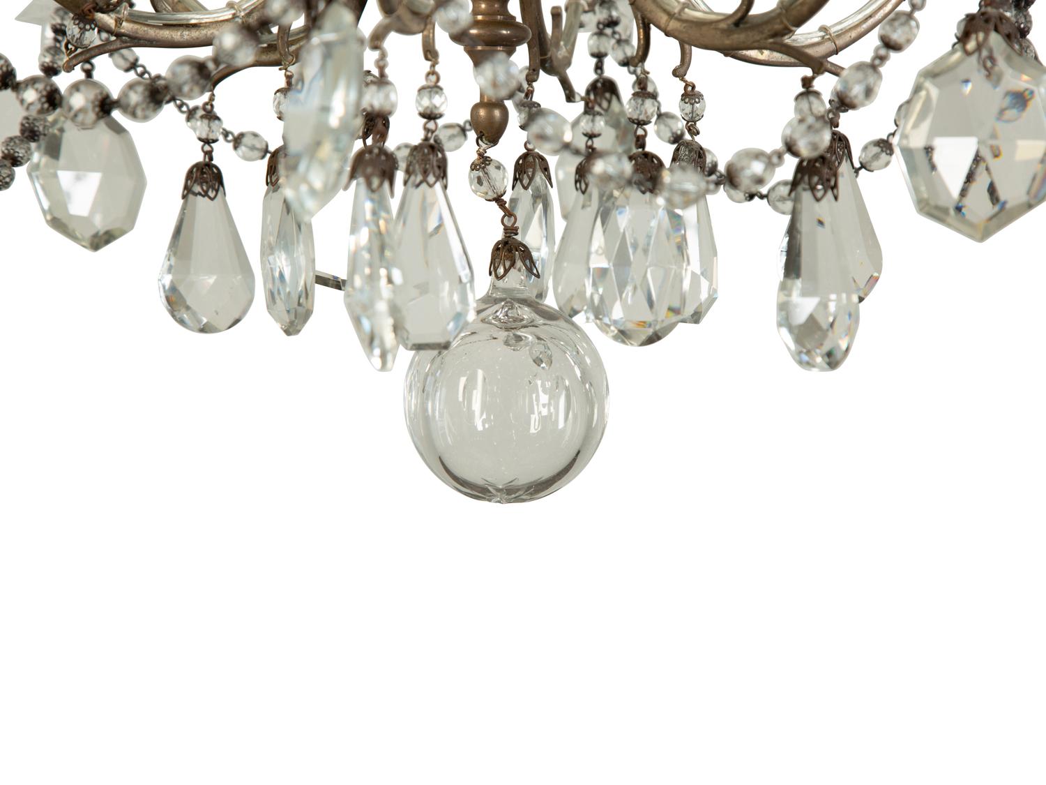 A Silvered Metal Six-Light Chandelier