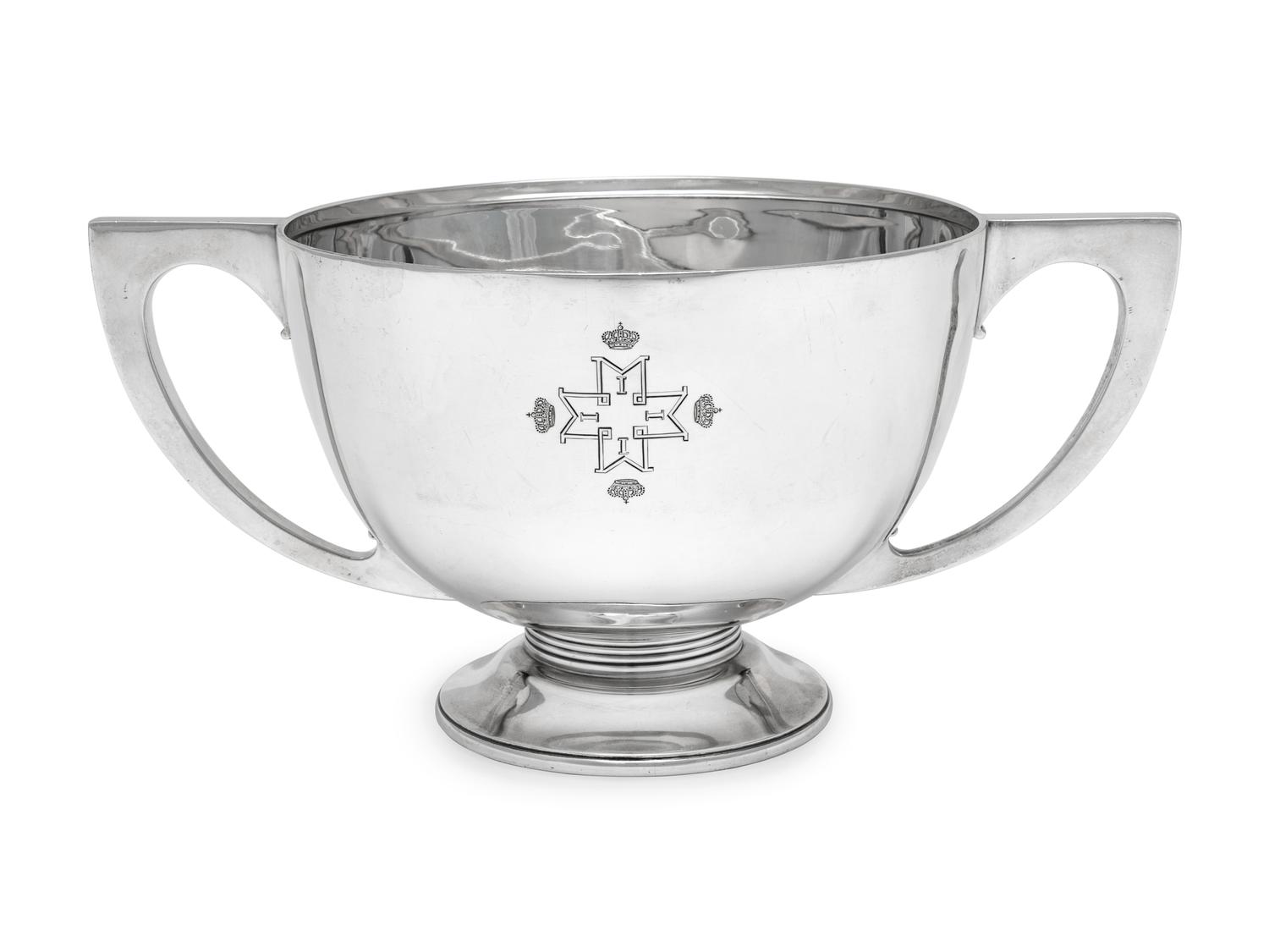 An Asprey & Co. Silver Twin-Handled Horse Jumping Trophy