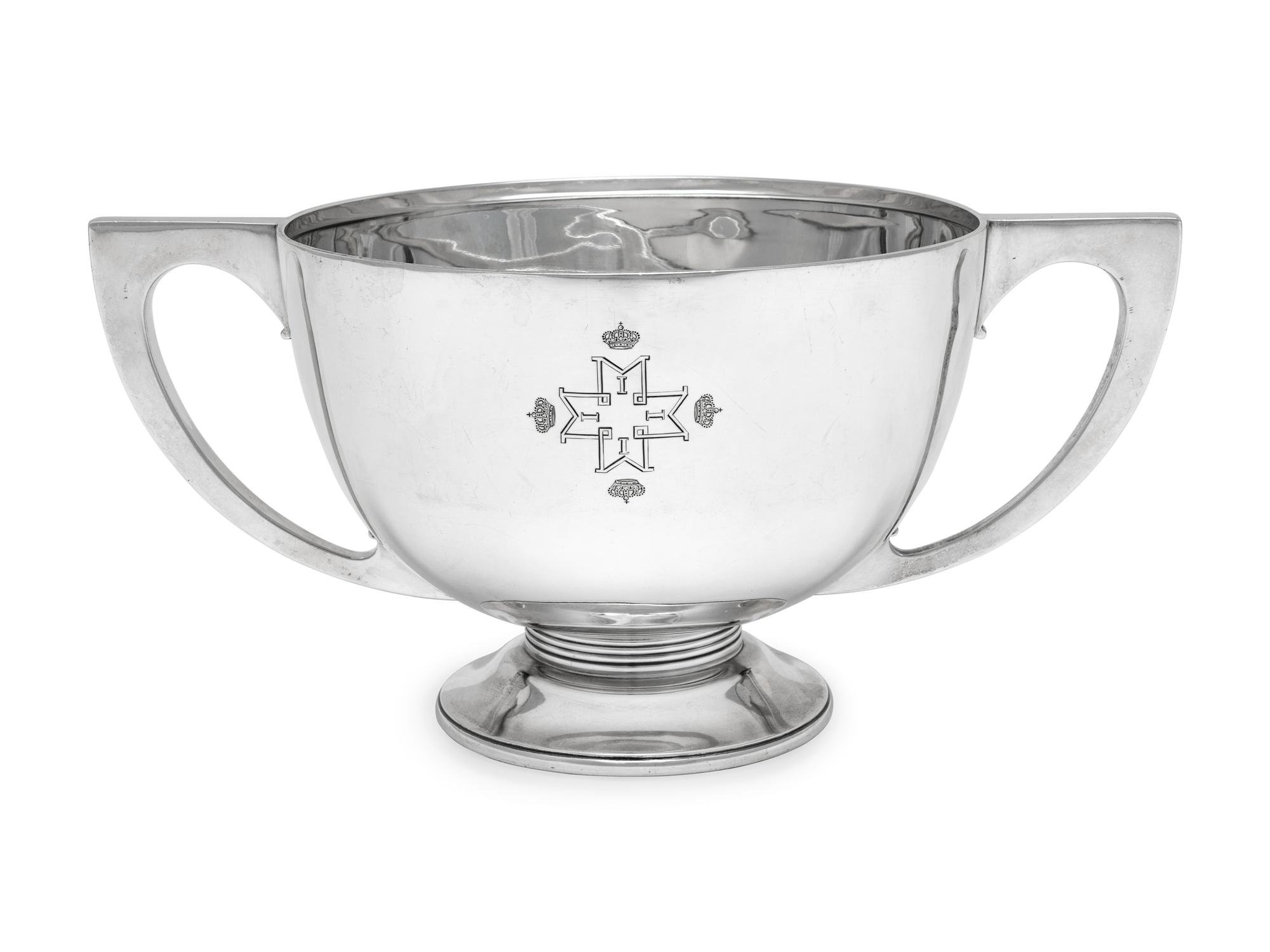 An Asprey & Co. Silver Twin-Handled Horse Jumping Trophy