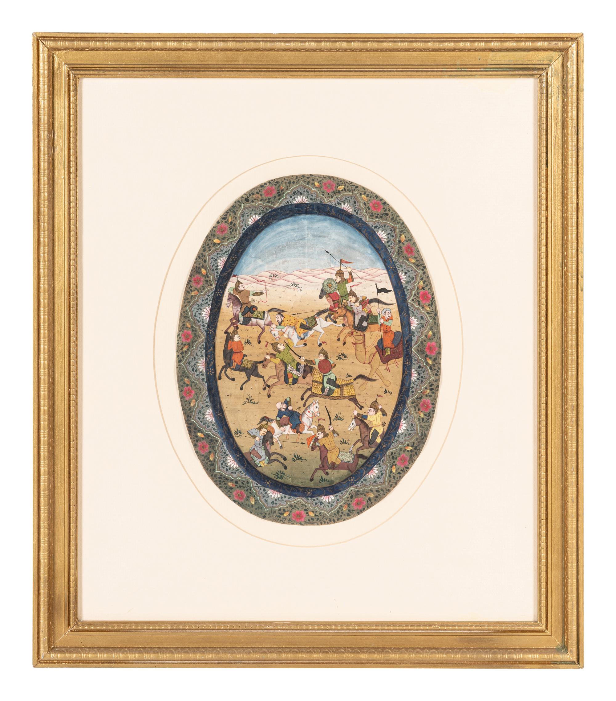 Nine Persian School Miniature Paintings