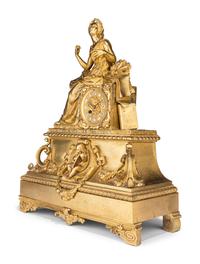 A Napoleon III Gilt Bronze Figural Mantel Clock