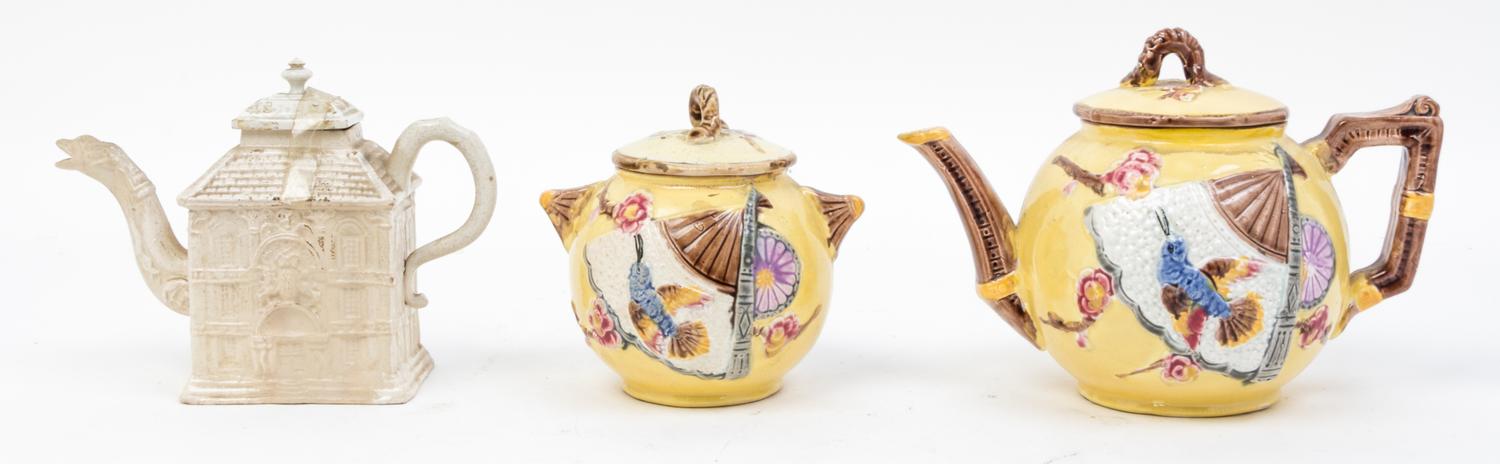 Three Ceramic Tea Articles Height of first 6 inches.