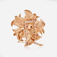 A Robert Altman 14K Yellow Gold and Diamond Brooch
