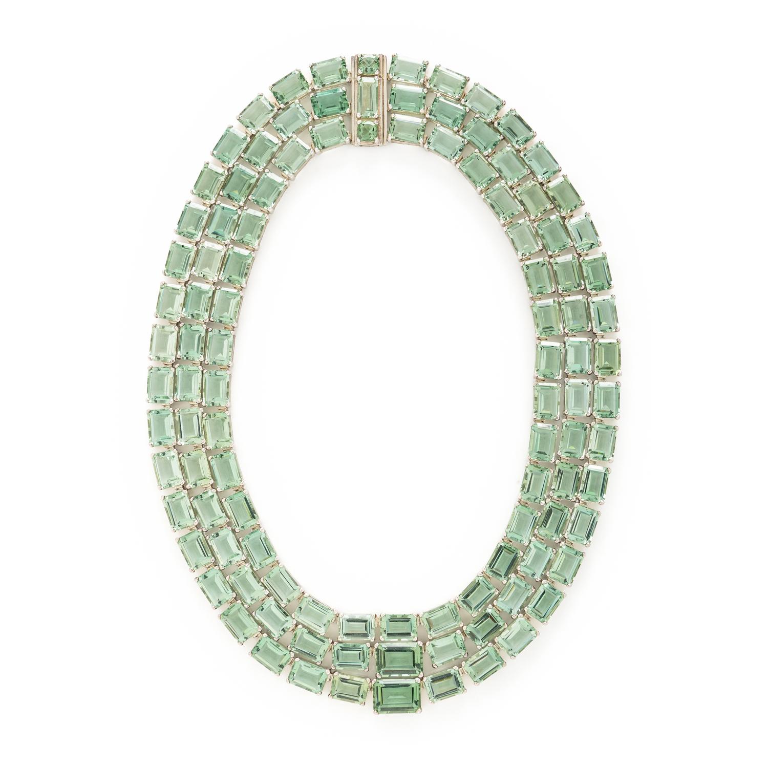 LIME QUARTZ AND STERLING SILVER NECKLACE