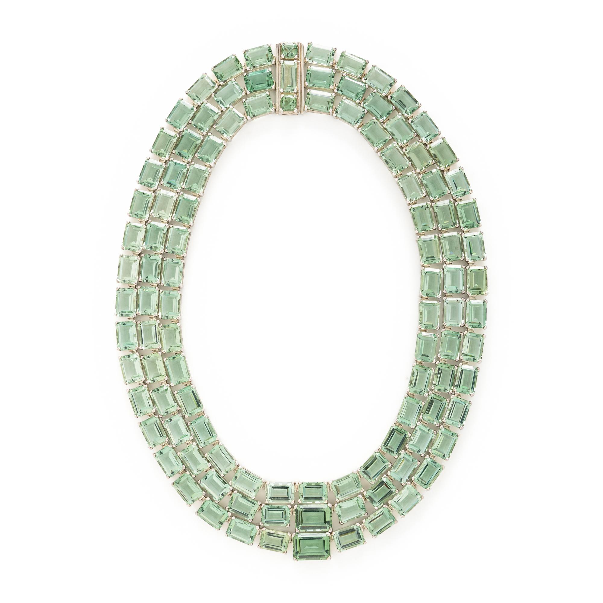 LIME QUARTZ AND STERLING SILVER NECKLACE