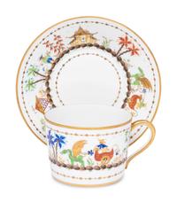 A Set of Six Le Tallec Cirque Chinois Porcelain Cups and Saucers
